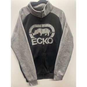 ECKO UNLTD Mens Full Zip Track Jacket Black Grey Rhino‎ Logo XL